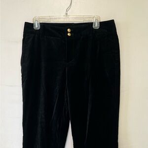 Chaps Black Velvet Velour Trousers Women's 10P Petite with Gold Buttons Cotton
